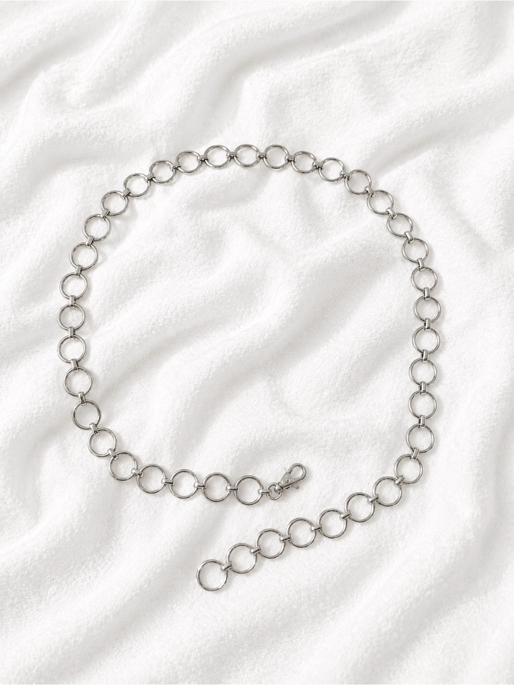 Silver Linked Circle Chain Belt Necklace - Women Jewelry
